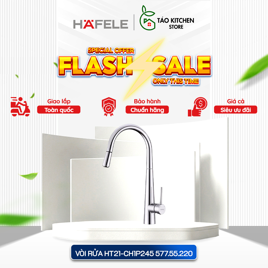 Vòi rửa bát Hafele HT21-CH1P245 cho bếp hiện đại - có dây rút 577.55.220 - CTV