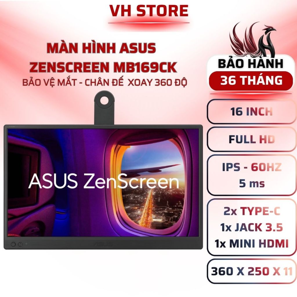 Màn Hình ASUS ZenScreen MB169CK 15.6" FHD IPS - BẢO HÀNH 36 THÁNG - VHSTORE