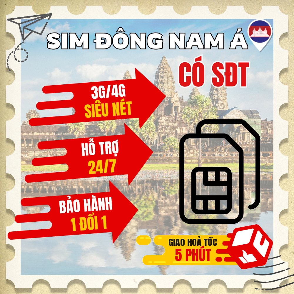 [Sim vật lý] Sim du lịch Đông Nam Á Aisa 4 CÓ SĐT nghe gọi, data không giới hạn (Sing, Malay, Indo, 