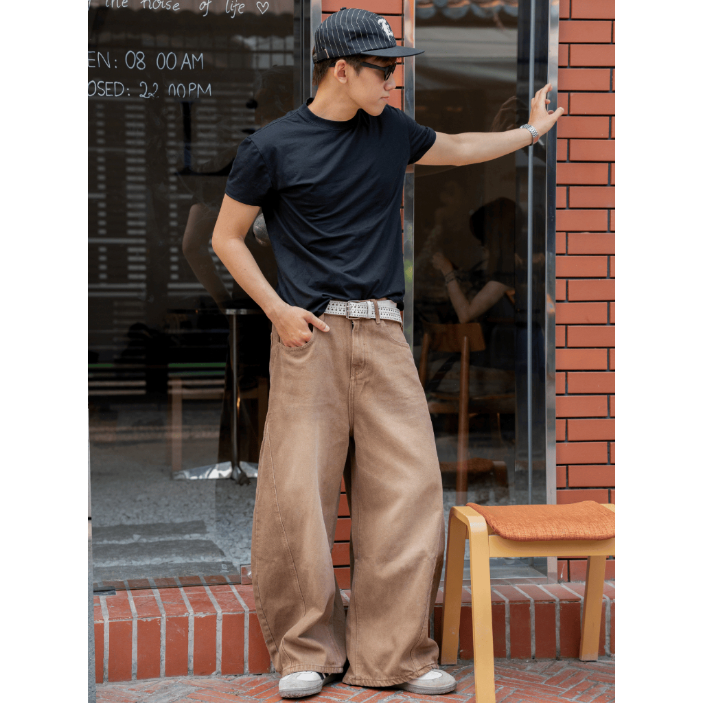 Quần Jean Ống Bí Cho Nữ Dễ Phối Cá Tính Chất Liệu Denim Đứng Form Wash Vintage Quần Rộng IDYLLIC | BigBuy360 - bigbuy360.vn
