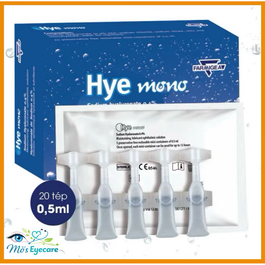 Nhỏ dưỡng mắt Hye Mono 0.4%- Tách lẻ 1 vỉ 5 tép- Giữ ẩm mắt -Date 10/2027 (Chính hãng)