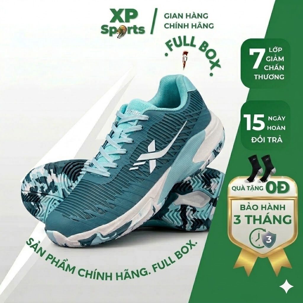 Giày thể thao pickleball,cầu lông nam nữ XP Xampo War, XP Xampo Max - giảm chấn, thoáng khí, bám sân