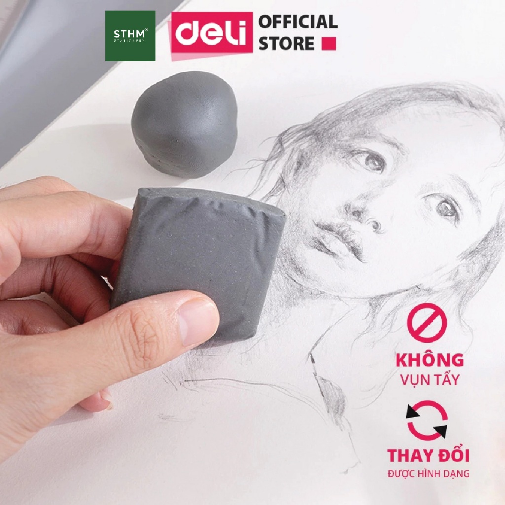 [STHM stationery] - Gôm tẩy DELI nhiều loại, tẩy đất sét, tẩy dẻo, gôm tẩy ít bụi, vẽ tranh, tẩy chì