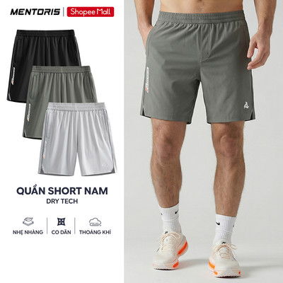 Quần Short Nam MENTORIS, Quần Đùi Vải Gió Dry Tech Thể Thao, Form Gọn Gàng, Thoáng Khí MSR2604 MASR26S012