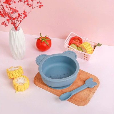 [QUÀ TẶNG-GM00230] Set Bát Gấu Kèm Thìa Misan Chất Liệu Silicon, Đế Hít Chống Đổ [Không bán]