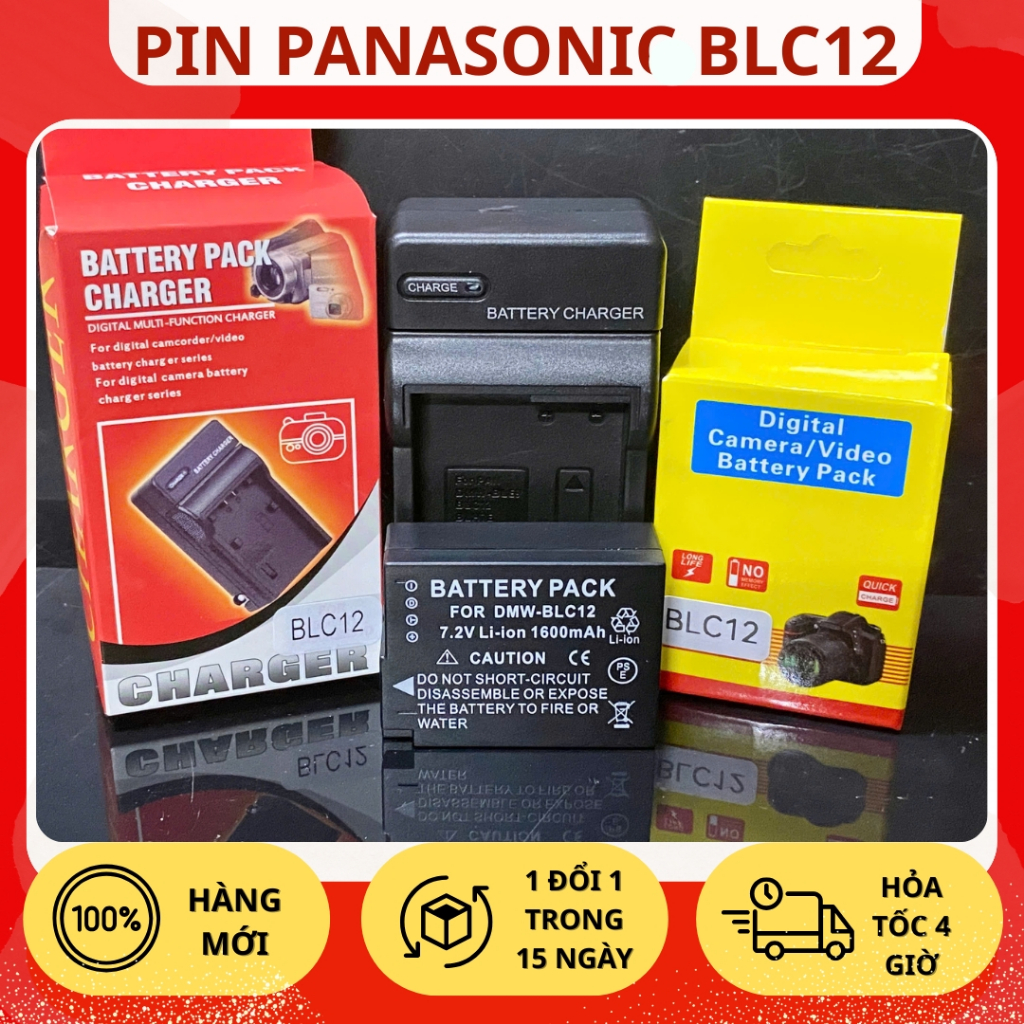 Bộ Pin, Sạc Thay Thế Panasonic BLC12 Cho Lumix DMC-G5, DMC-G6, DMC-G7, DMC-GH2