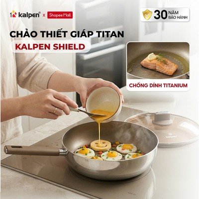 Chảo Thiết Giáp Kalpen Shield Inox 304 nguyên khối chống dính phủ Nano Titanium sâu lòng TS size 20-24-26-28cm