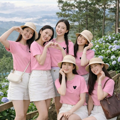Áo phông nữ dáng rộng NA03 in hình trái tim, đồng phục nhóm nhiều màu, chất liệu thun cotton Loza RT8454