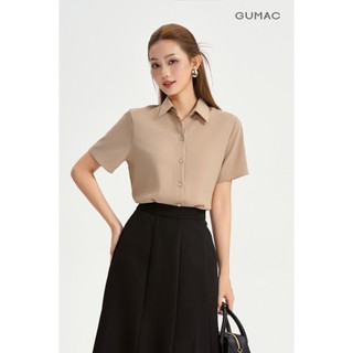 Áo Sơ Mi Nữ GUMAC Áo Kiểu Công Sở Tay Ngắn Trơn Basic Chất Lụa Mango Mềm Mịn Cao Cấp BAE00002