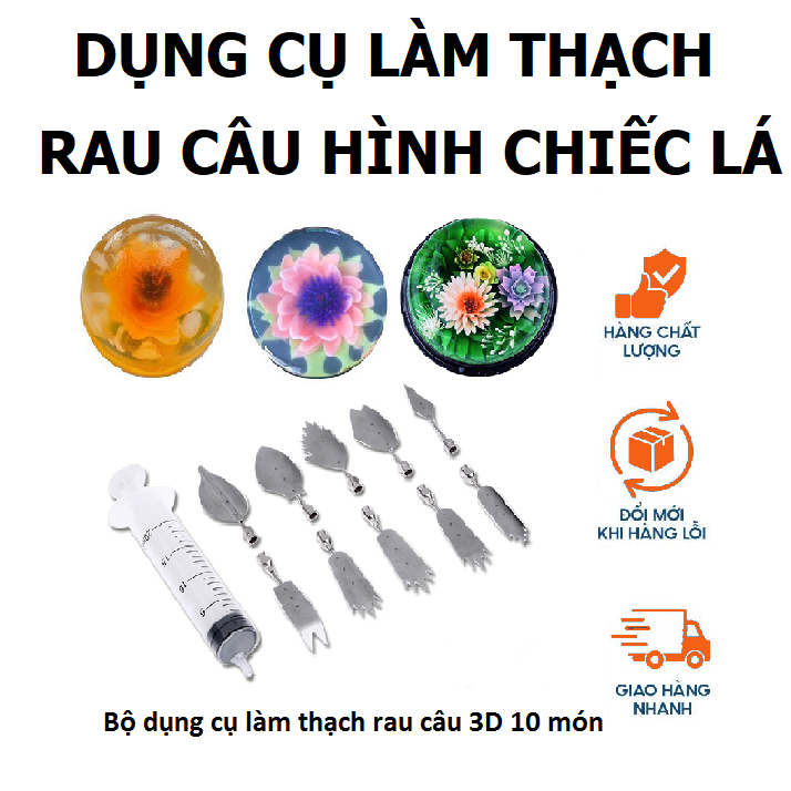 Bộ dụng cụ làm thạch rau câu 3d 10 món tạo hình nghệ thuật cho bánh rau câu