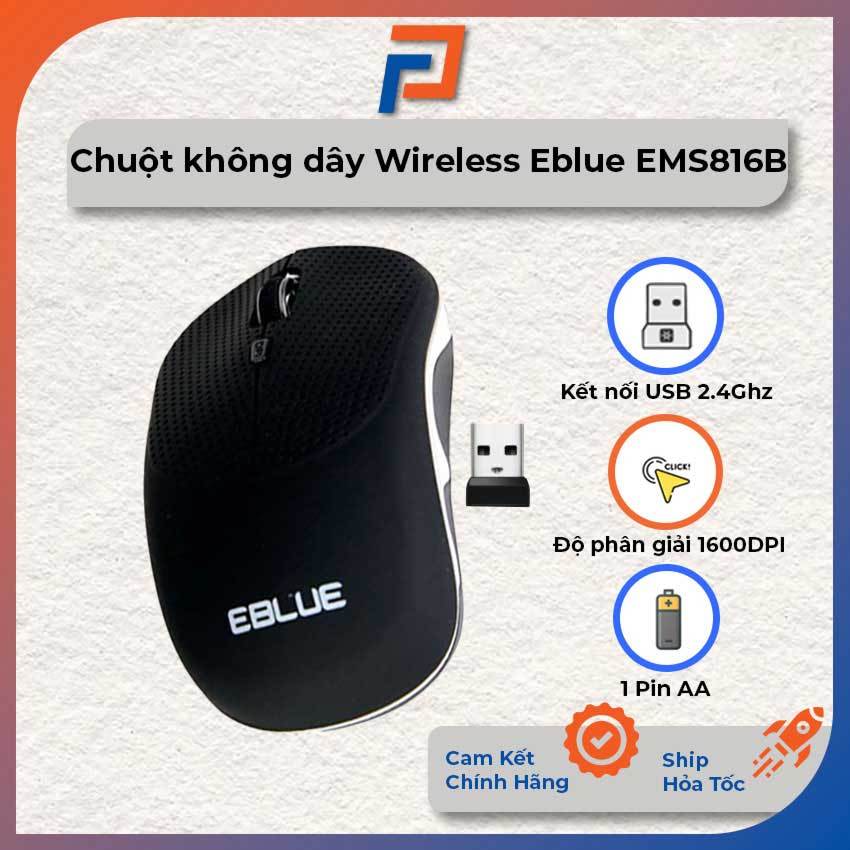 Chuột máy tính không dây USB Wireless EBLUE EMS816B bảo hành 12 tháng chính hãng new full box