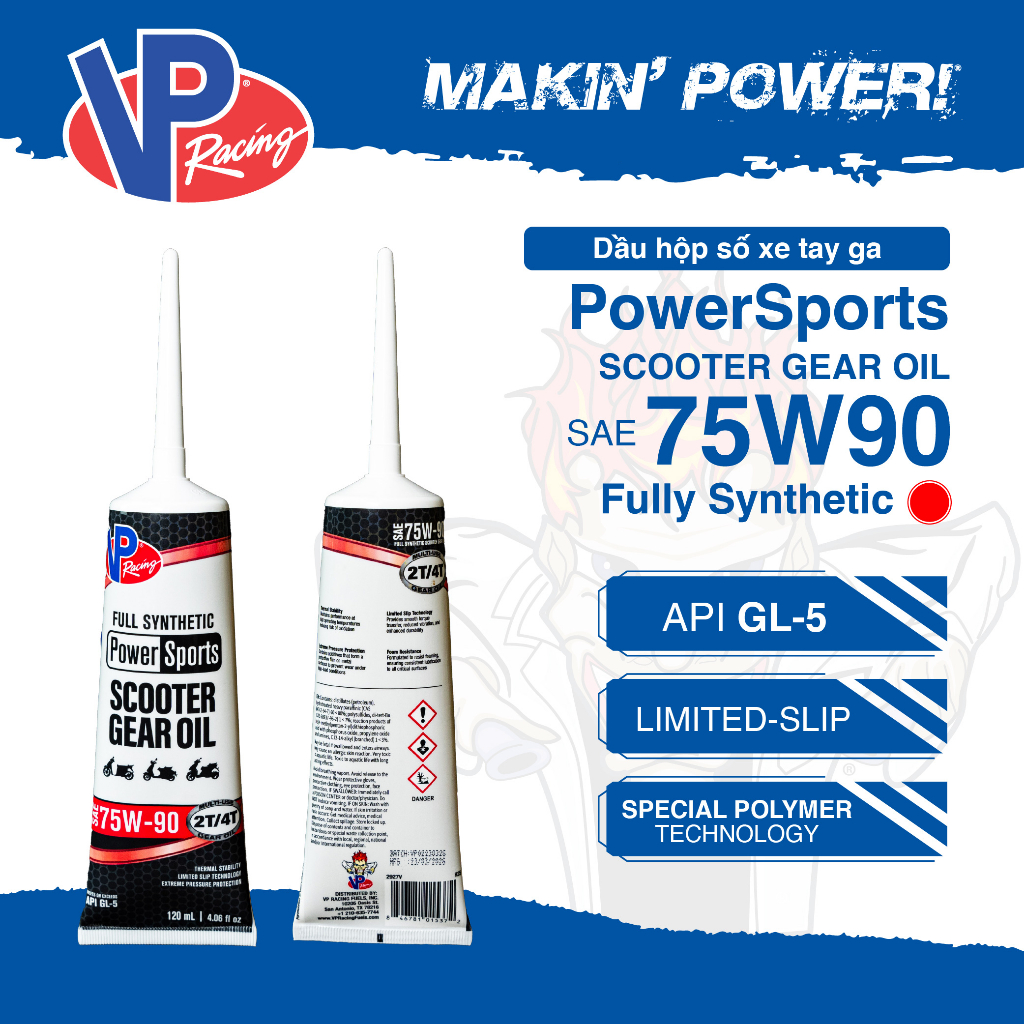 Dầu hộp số xe tay ga VP POWERSPORTS SCOOTER GEAR OIL 75W90 120ML