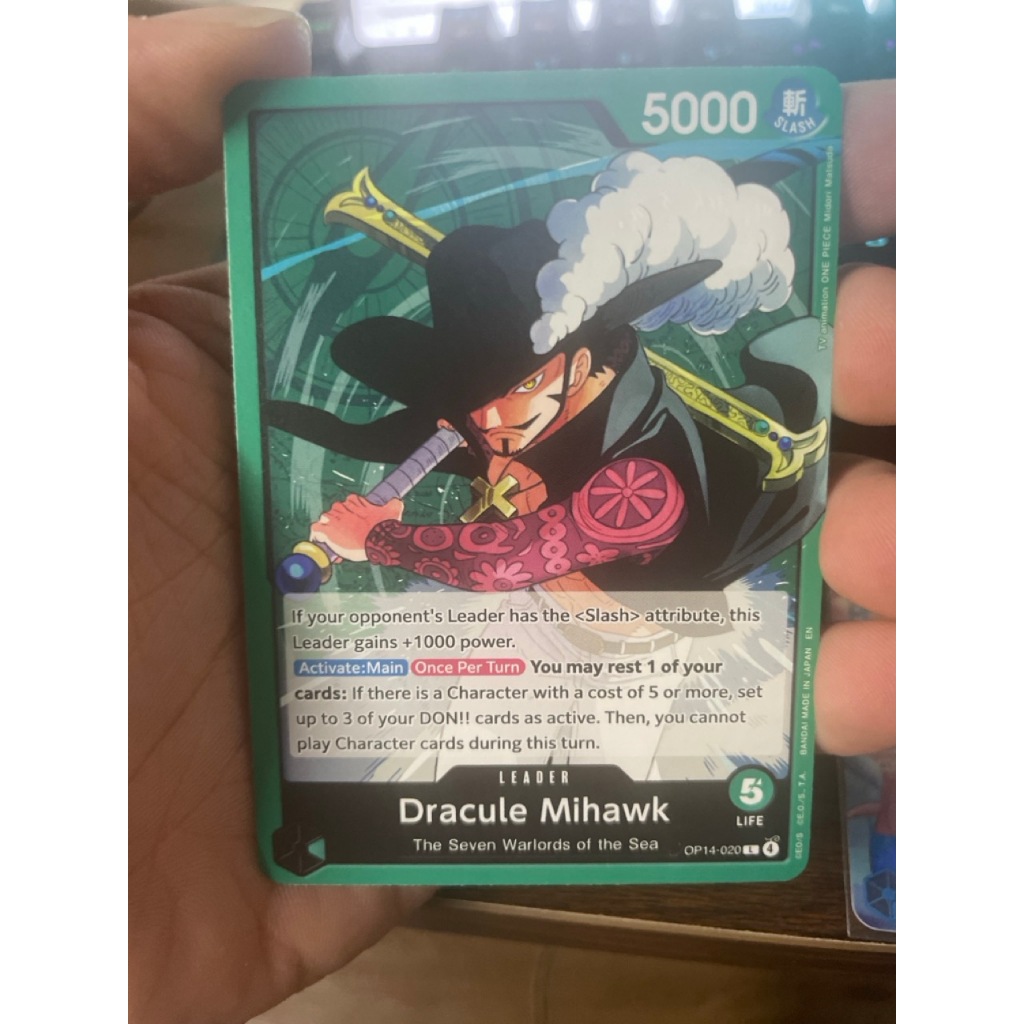 One Piece Card Game-Leader-Dracule Mihawk-OP14-020-Green-L