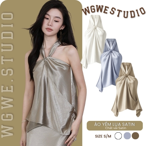 Áo Yếm Nữ Cao Cấp WGWE Studio – Lụa Satin Bóng Mịn, Form Suông Tôn Dáng 8858