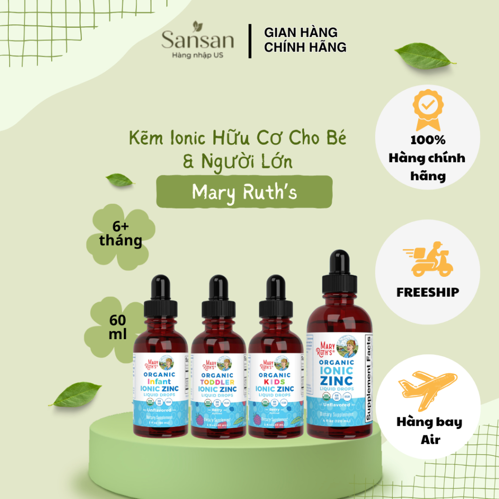 Siro Kẽm hữu cơ Mary Ruth's Organic Liquid Ionic Zinc cho mọi lứa tuổi - Nội địa Mỹ