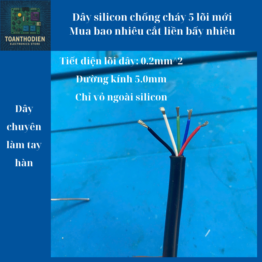 Dây silicon chịu nhiệt lõi 5 sợi cho tay hàn chuyên làm trạm hàn tx, trạm hàn goot, trạm hàn c245