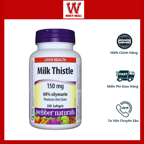[CHÍNH HÃNG] Webber Naturals Milk Thistle 150 mg 60% Silymarin 240 Viên MAPLE CARE Hỗ trợ tập luyện