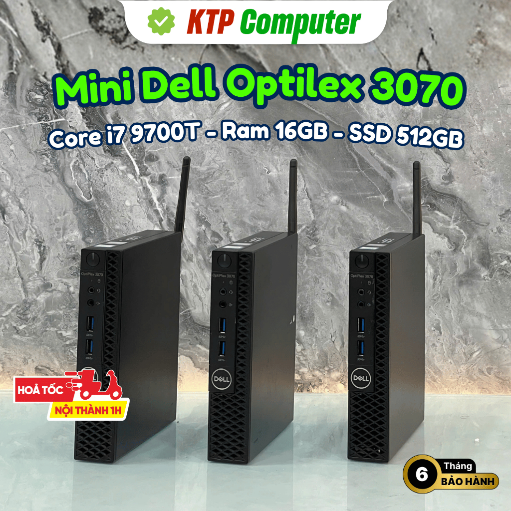 Máy Bộ Mini Dell OptiPlex 3070 Micro ( Core i7-9700T / RAM 16GB / SSD 512GB / WiFi + Bluetooth)
