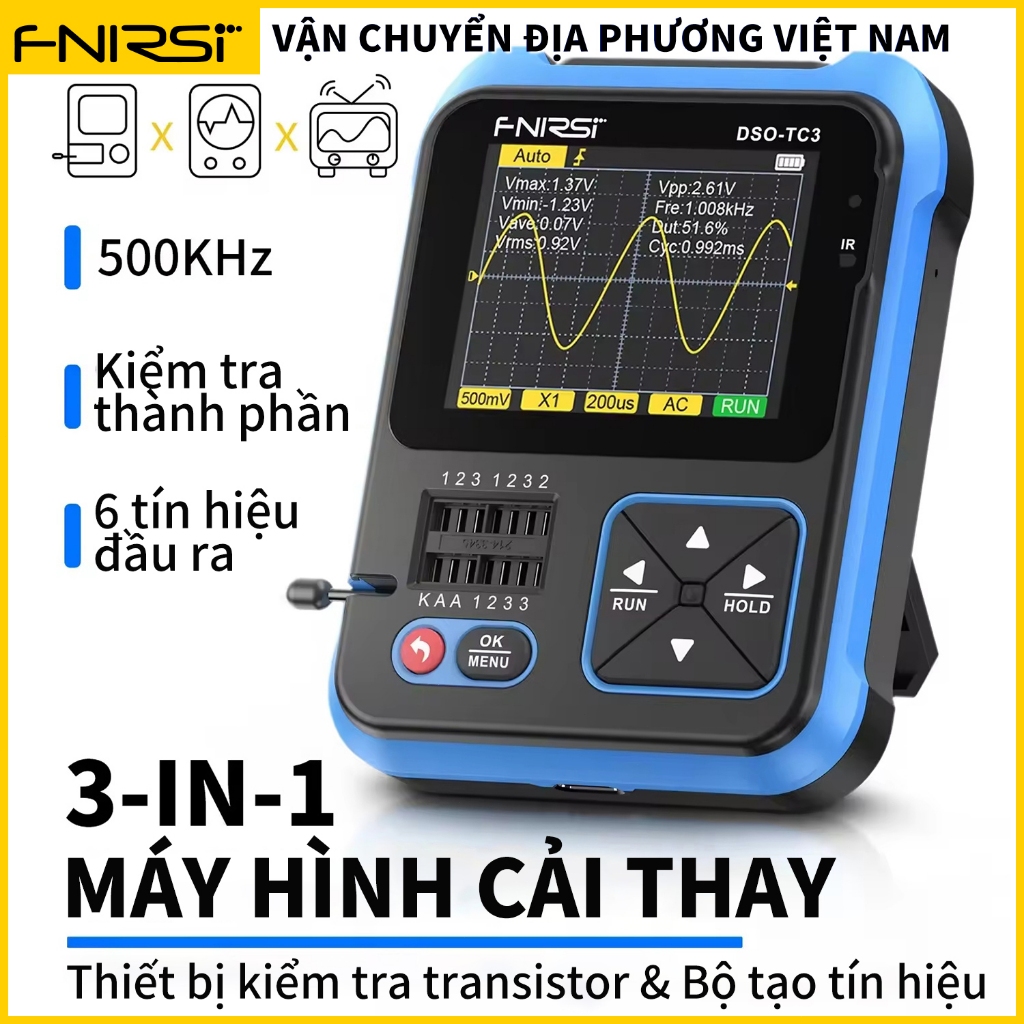 Máy phát tín hiệu kiểm tra bóng bán dẫn cầm tay nhỏ gọn FNIRSI DSO-TC3 - Máy hiện sóng đa chức năng 