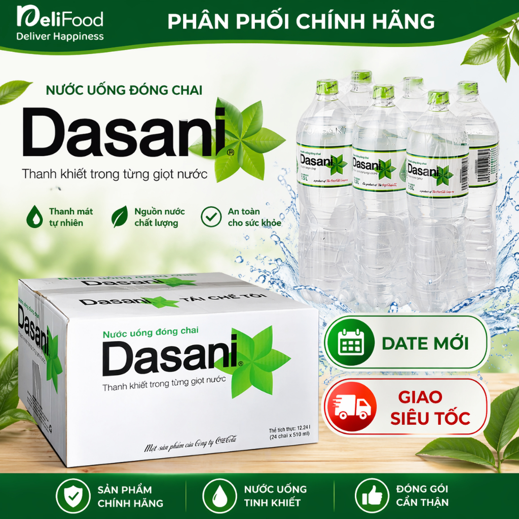 Dasani Nước Tinh Khiết Chính Hãng - 510ml | 1.5L - Date mới