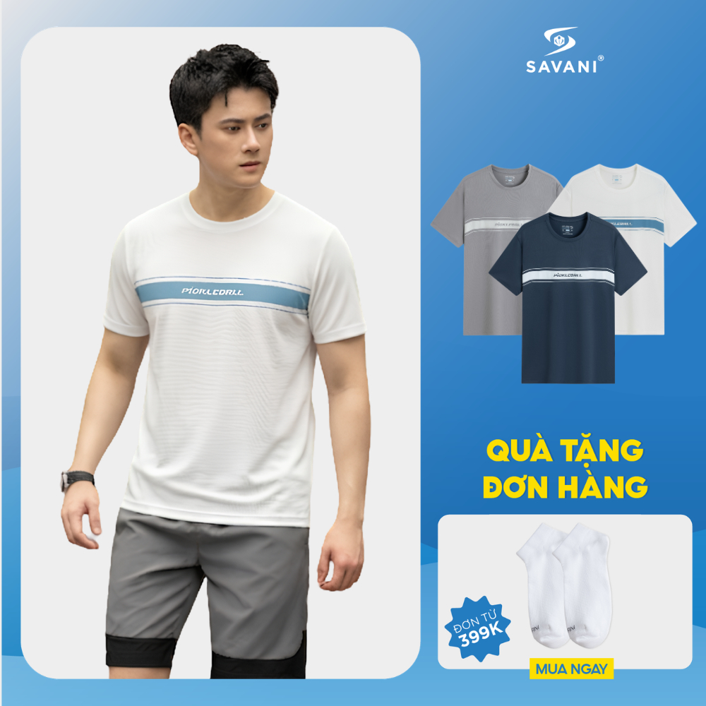 Áo Thun Nam SAVANI Cổ Tròn, Áo T-Shirt Nam Chất Vải Co Giãn Tối Đa, Thấm Hút Mồ Hôi Tốt MTSA202S6
