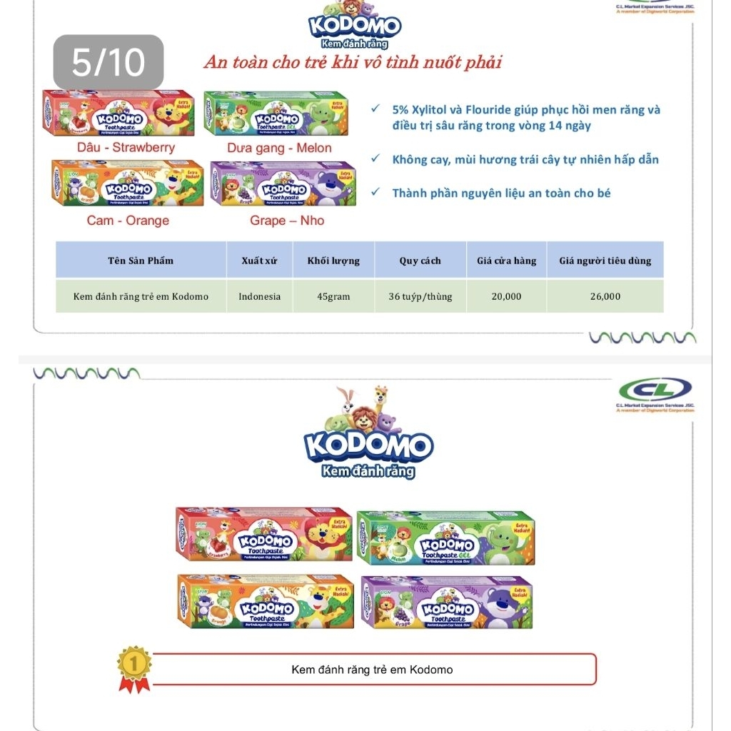 Kem Đánh Răng Trẻ Em Kodomo