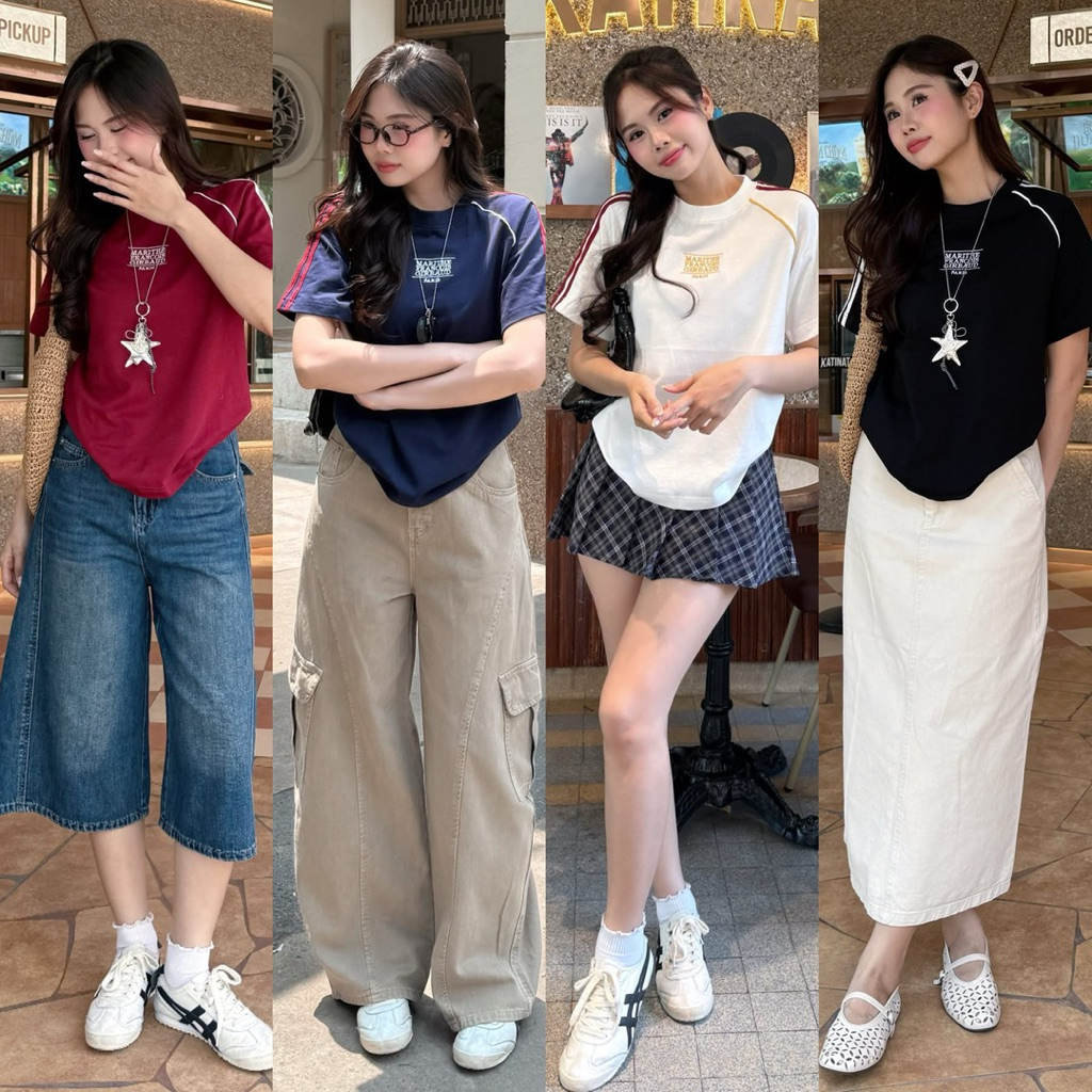 [RÁCH STORE] Áo Thun - MARITHE FRANCOIS - Viền Sọc