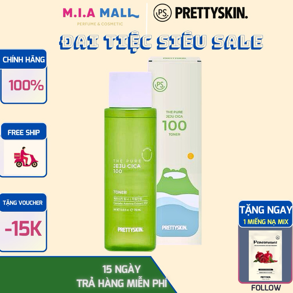 Nước hoa hồng rau má Prettyskin toner jeju Cica 250ml