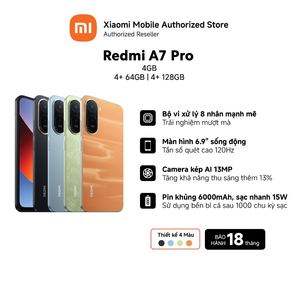 Điện thoại Redmi A7 Pro (4+128 GB) | Pin lớn 6000mAh | Màn hình sống động 6.9" | Vi xử lý 8 nhân | BigBuy360 - bigbuy360.vn