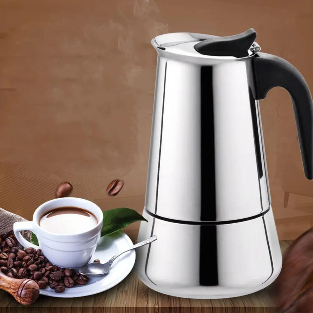 Bình Moka Pot Cao Cấp Thép Không Gỉ Bình Nấu Cà Phê Espresso Chất Liệu Cao Cấp Dễ Mang Theo 100/200/