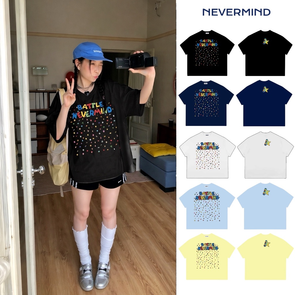 NEVERMIND Áo Thun Áo Thun Boxy Local Brand Tay Ngắn Cotton 250gsm "EMOJI" Áo Phông Hè Forrm Rộng Kiể