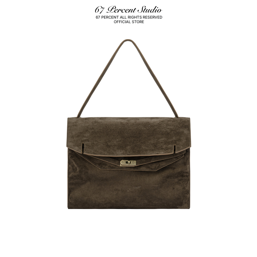 Túi Xách Da Lộn Nắp Gập Chốt Khoá 67PERCENT/67% - KELLY BAG