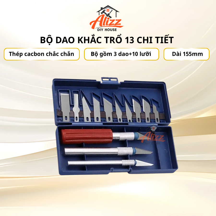 Bộ Dao Tỉa 13 Món Bộ Dụng Cụ Điêu Khắc Cầm Tay Đa Năng Dao Gọt Tỉa Thủ Công Bằng Thép Cacbon