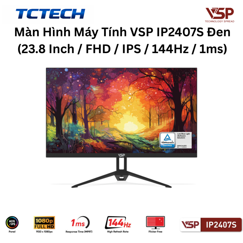 Màn Hình Máy Tính VSP IP2407S Đen (23.8 Inch / FHD / IPS / 120Hz-144Hz / 1ms)