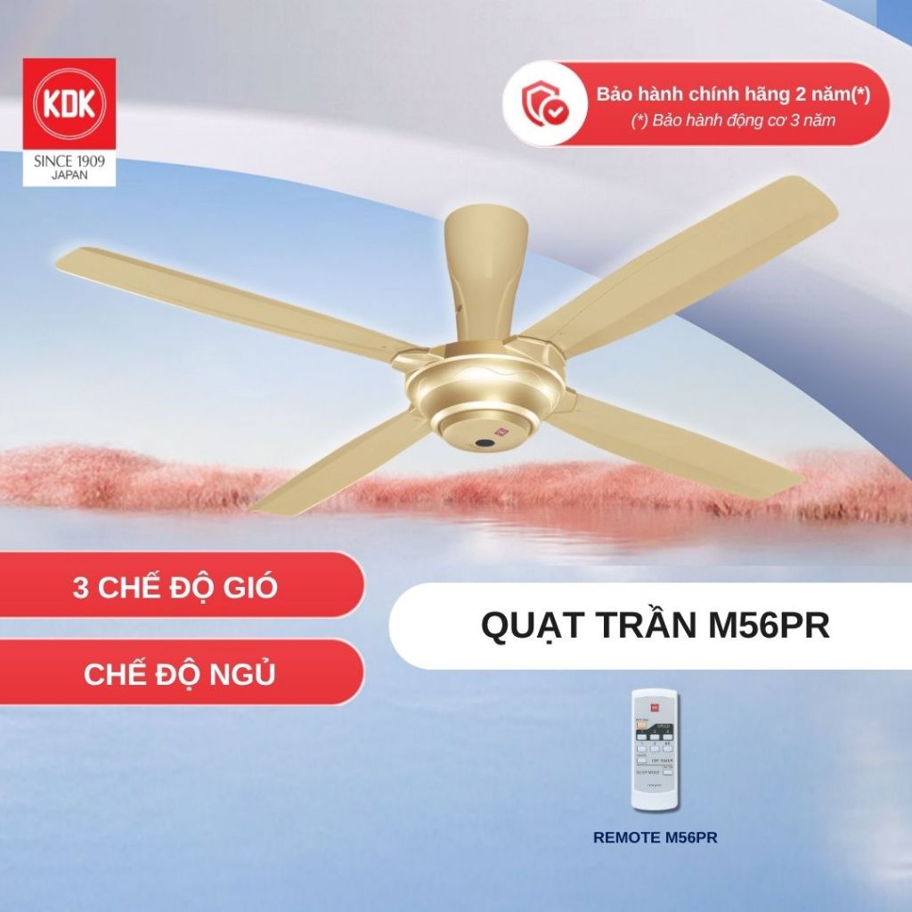 Quạt trần KDK M56PR cánh kim loại, 3 tốc độ gió, 4 cánh 140cm, bảo hành chính hãng 24 tháng