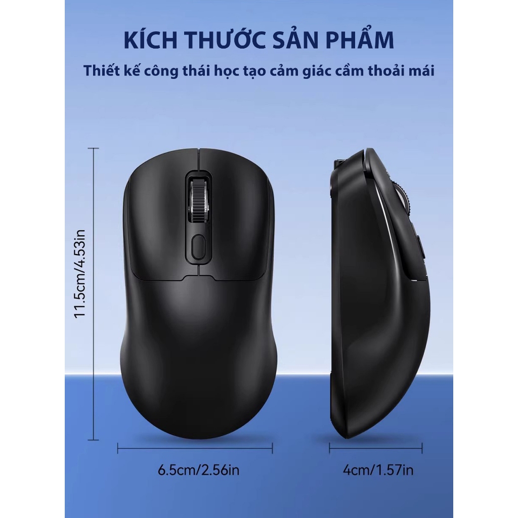 Chuột Không Dây 2 Mode Bluetooth & Wireless 2.4G, Sạc Type-C, Chuột Gaming Thiết Kế Công Thái Học | BigBuy360 - bigbuy360.vn