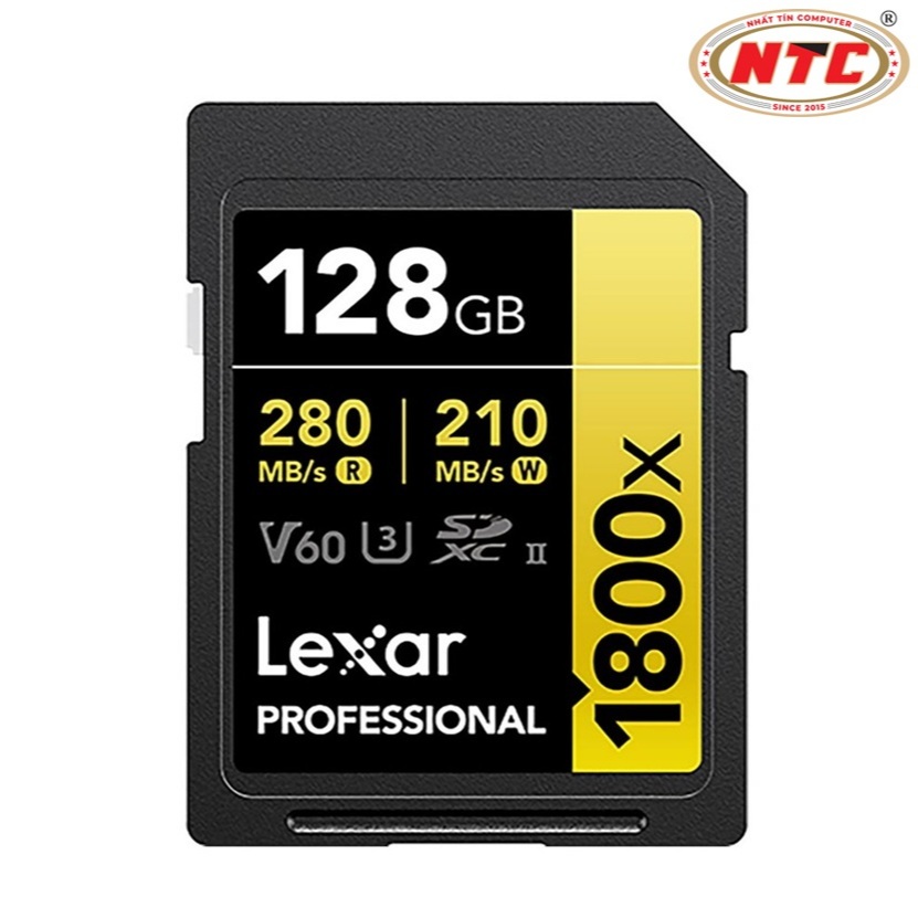 Thẻ nhớ Máy Ảnh SDXC Lexar Professional 128GB 1800x UHS-II U3 V60 đọc 270MB/s ghi 205MB/s (Gold) - P