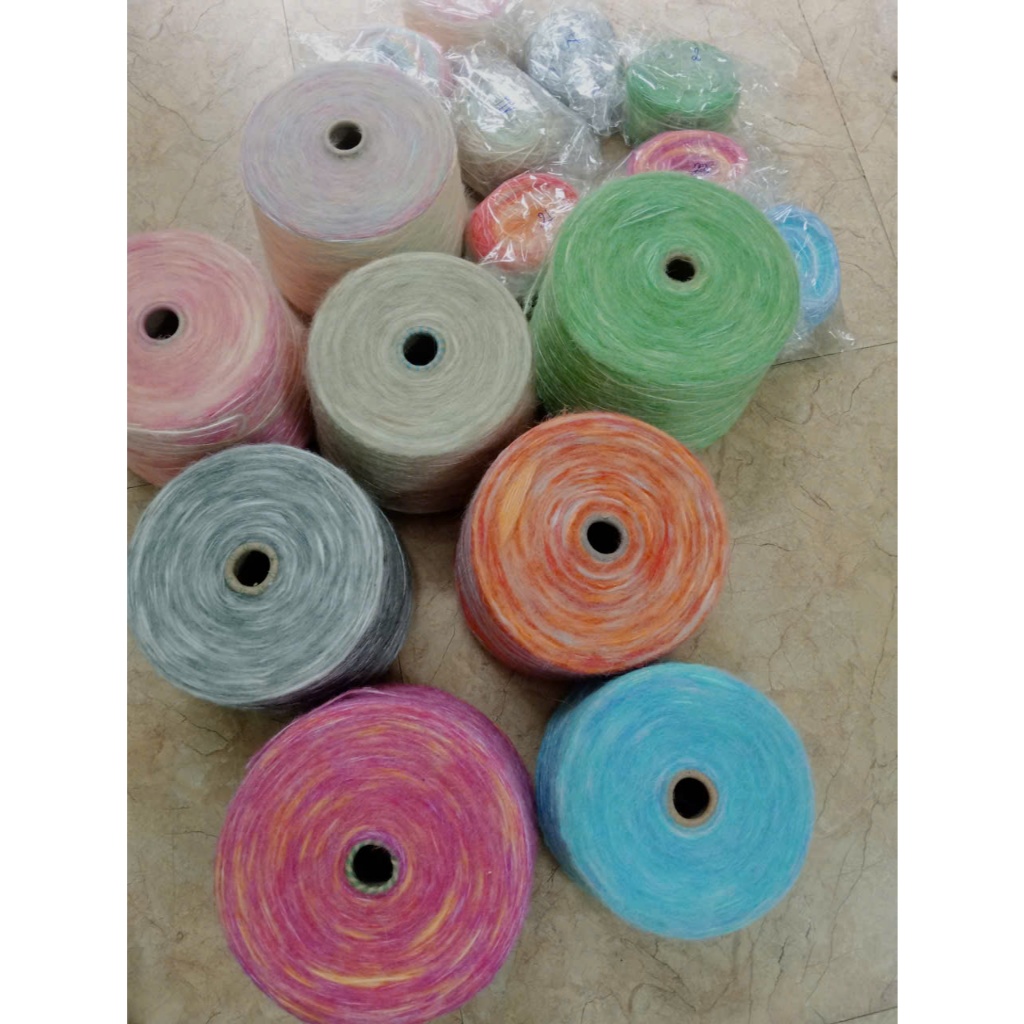 Len sợi mohair loang cầu vồng (cuộn 50gram,100gram) - Len mohair sợi lớn 1.0mm