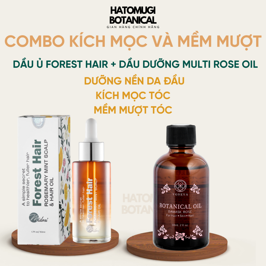 [COMBO OIL] Dầu dưỡng Multi Rose Oil Botanical Nhật Bản + Dầu ủ Forest Hair Rosemary Oil siêu phục h