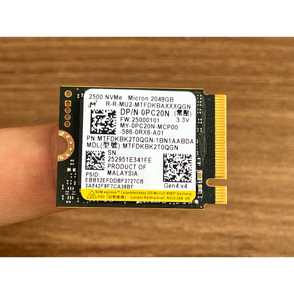 bán SSD Nvme 2TB 2230 hàng hiếm , hãng micron 2500 gen 4 * 4 , sức khỏe 100% dùng ít giờ , hàng zin 