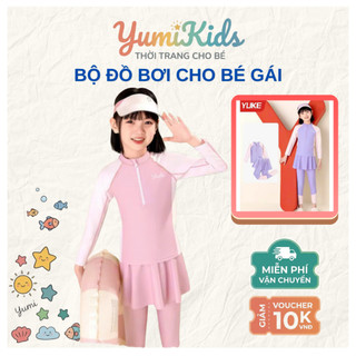 Set Đồ Bơi Quần Liền Váy Cho Bé Gái Họa Màu Hồng Size 15-48 Kg | Set Đồ Bơi Cho Bé Gái Bk54