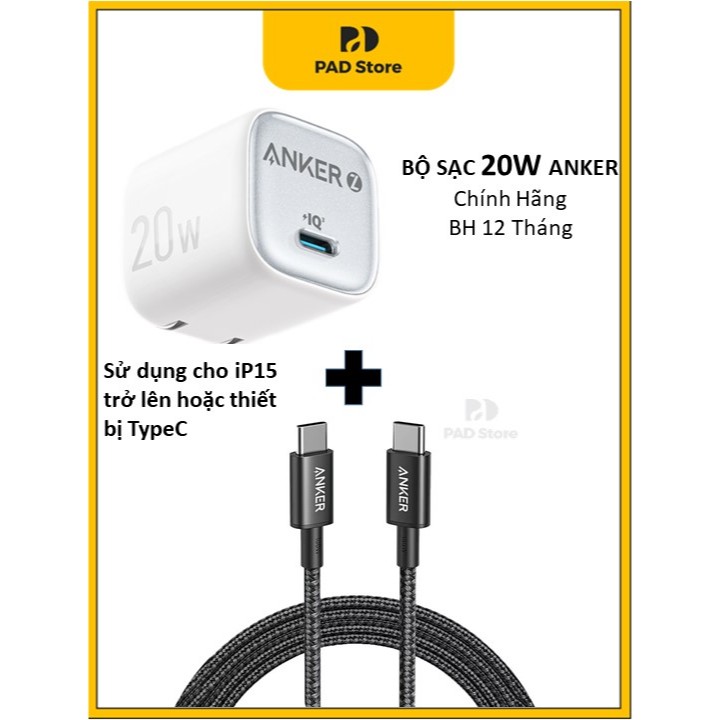 [Chính Hãng] BỘ SẠC Nhanh Anker ZOLO 20W A2699 A8753 - BH 12 Tháng