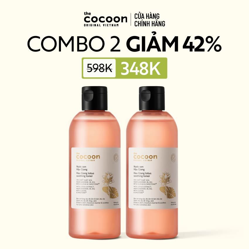 [MUA 2 GIẢM 45%] Combo 2 Nước sen Hậu Giang (toner) giúp phục hồi đa nhiệm cho da rất nhạy cảm Cocoon 310ml