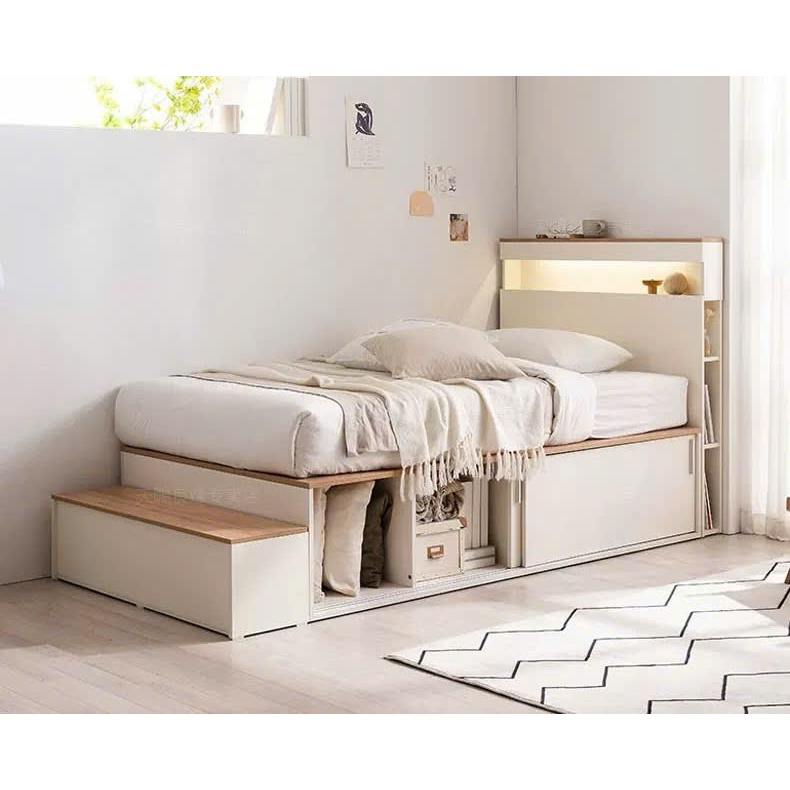 Giường Ngủ Đa Năng Cửa Lùa - Giường Gỗ Công Nghiệp 1m2 Hiện Đại Tích Hợp Kệ Đầu Giường Và Hộc Chứa Đ