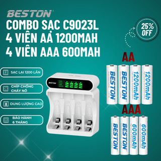 Beston Combo 8 Pin 1.2V Sạc C9023L  4 Pin AA 1.200mAh + 4 Pin AAA 600mAh cho karaoke,điều khiên tivi