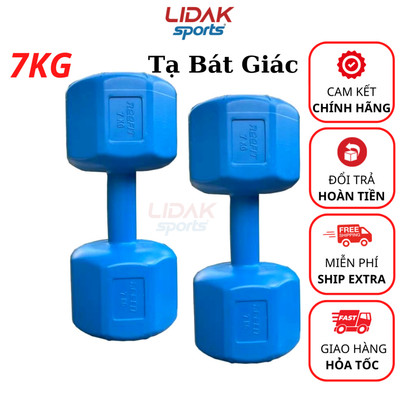 Tạ tay 7kg bát giác ruột tạ đúc sẵn đủ cân, có lõi thép chống gãy dành cho tập gym tại nhà giá rẻ - LIDAK SPORT
