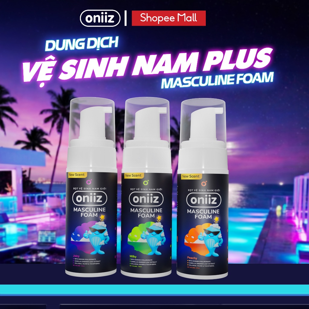 Dung dịch vệ sinh nam Masculine Foam Oniiz Plus, Bọt vệ sinh sạch sâu dưỡng ẩm, hương Cocktail 145ml