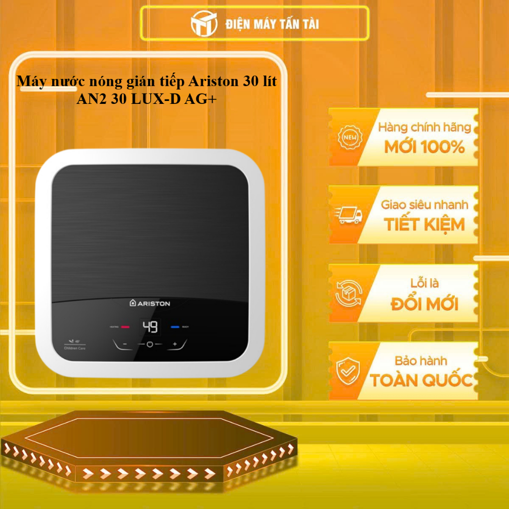 AN2 30 LUX-D AG+/Máy nước nóng gián tiếp Ariston 30 lít AN2 30 LUX-D AG+(KHÔNG BƠM) - GIAO TOÀN QUỐC
