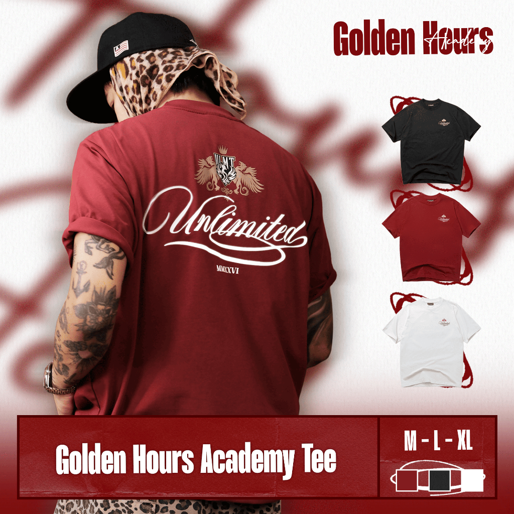 [P02]Áo Thun Oversize UNLIMITED CLUB Golden Hour Academy Unisex Nam Nữ