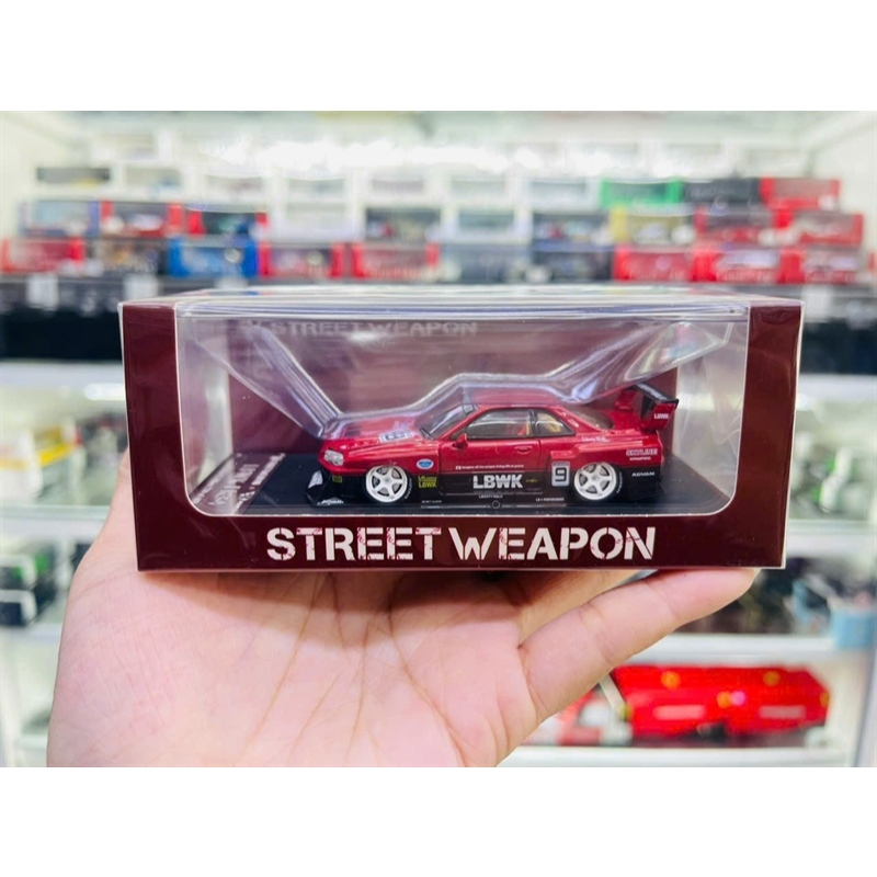 Mô hình xe Nissan Super Silhouette ER34 LBWK Red #5 Special Limited Edition 499pcs tỉ lệ 1:64 Street